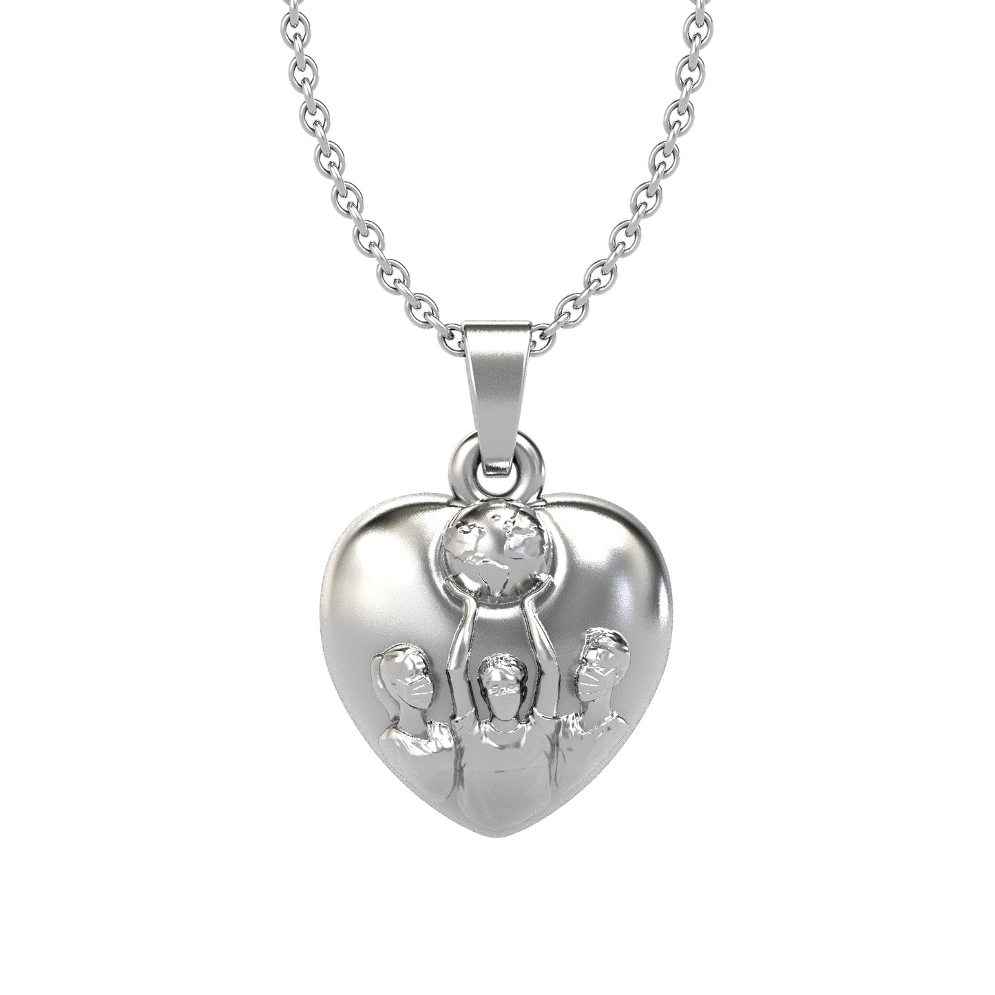 Sterling Silver Masked Workers Supporting The World Tribute Pendant