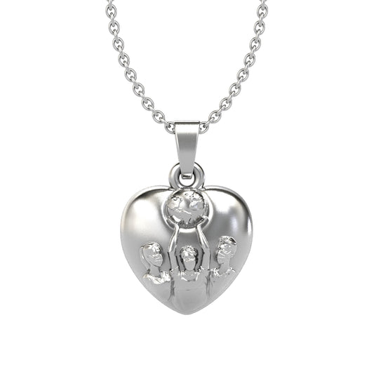 Sterling Silver Masked Workers Supporting The World Tribute Pendant