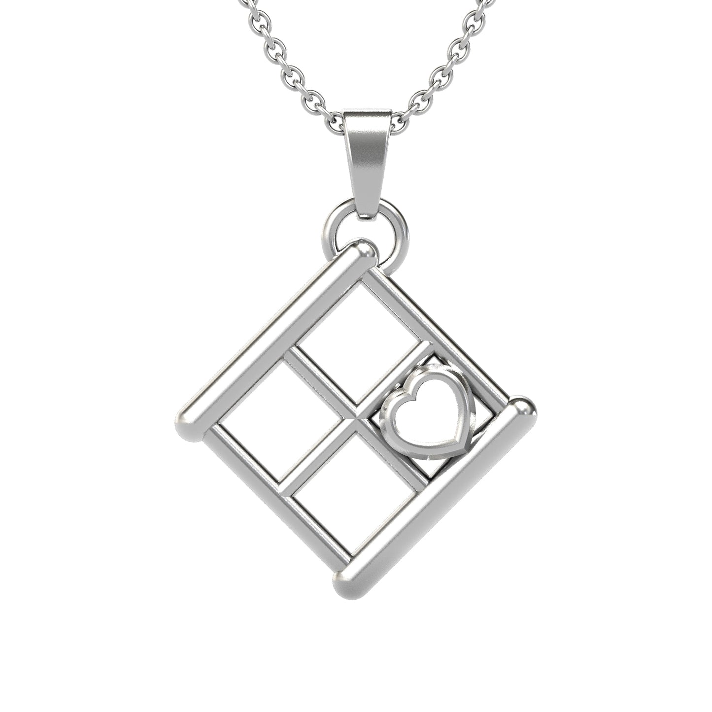 Sterling Silver Open Heart in Window Tribute Pendant